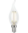E14 2,5W dimbar LED-kronljuslampa med topp - C35, filament, klar, 2700K