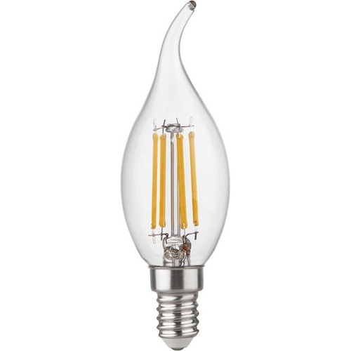 E14 4,7W dimbar LED kronlampa med topp - C35, filament, klart glas, 2700K