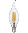 E14 4,7W dimbar LED kronlampa med topp - C35, filament, klart glas, 2700K