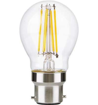 B22d 4,7W dimbar LED-kronlampa - G45, filament, klart glas, 2700K
