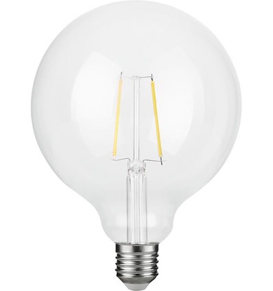 E27 2,5W dimbar LED filamentlampa - G125 Globe, 250lm, 2500K, klart glas