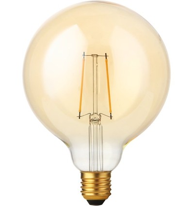 E27 2,9W dimbar LED-filamentlampa - G125, 250lm, 2200K, Gold finish