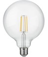 E27 7W dimbar LED-filamentlampa - G125, 806lm, 2500K, klart glas
