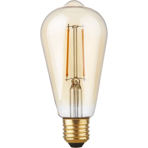 E27 2,9W dimbar LED Rustika-lampa - ST64, filament, 2200K, guldglas, 250lm