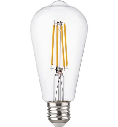 E27 4,7W dimbar LED Rustika-lampa - ST64, filament, 2500K, klart glas