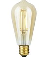 E27 4,7W dimbar LED Rustika-lampa - ST64, filament, guldglas, 2200K, 470lm
