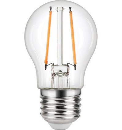 E27 2,5W dimbar LED-kronlampa - G45, filament, klart glas, 2700K
