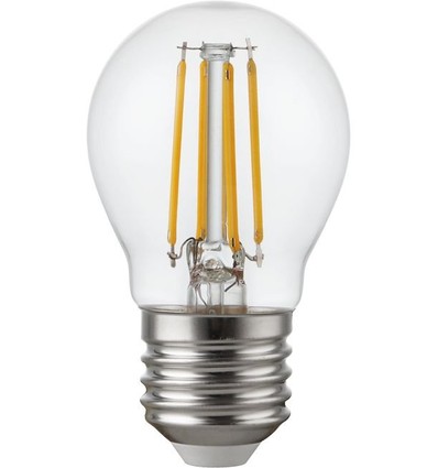 E27 4,7W dimbar LED-kronlampa - G45, filament, klart glas, 2500K