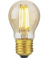 E27 4,7W dimbar LED-kronlampa - G45, filament, guldglas, 2200K, 470lm