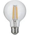 E27 4,7W dimbar LED-globelampa - G80, filament, 2500K, 470lm, klart glas