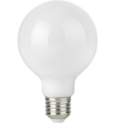 E27 2,5W dimbar LED-globelampa - G95, opalt glas, filament, 2500K