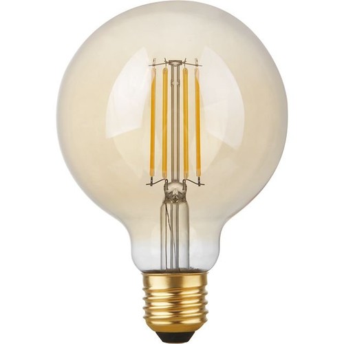 E27 4,7W dimbar LED-globelampa - G95, filament, 2200K, guldglas