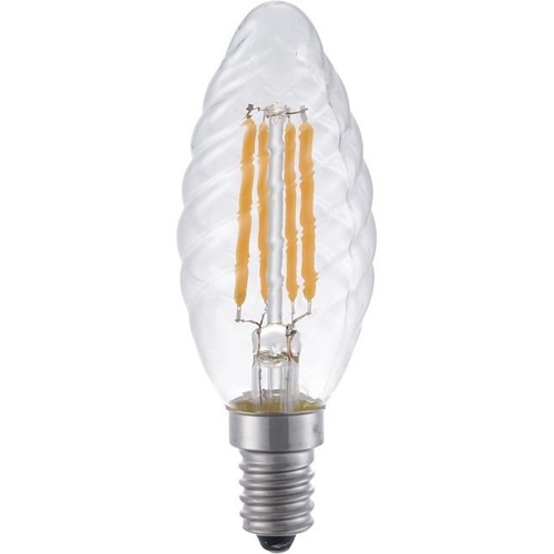 E14 4W dimbar LED-kronlampa - Twisted Candle, 350lm, 2200K, klart glas