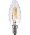 E14 4W dimbar LED-kronlampa - Twisted Candle, 350lm, 2200K, klart glas