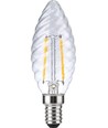 E14 2W dimbar LED-kronlampa - Twisted Candle, 2500K, klar, filament