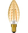 E14 2W dimbar LED-kronlampa - Twisted Candle, 2000K, Gold, filament