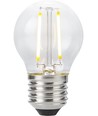 E27 2W dimbar LED-kronlampa - G45, filament, 2500K, klart glas
