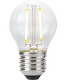 E27 2W dimbar LED-klotlampa - G45, filament, 2200K, klart glas