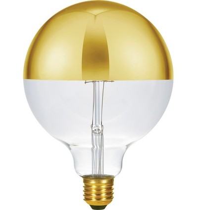 E27 6,5W dimbar LED-glob - G125, toppförspeglad guld, filament, 2500K