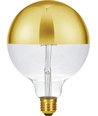 E27 6,5W dimbar LED kronlampa - G125, toppförspeglad guld, 2500K