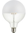 E27 6,5W dimbar LED-globelampa - G125, toppförsilvrad, filament, 2500K