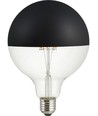 E27 6,5W dimbar LED-kronlampa - G125, toppförspeglad svart, filament, 2500K, 470lm