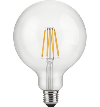 E27 12W dimbar LED-globelampa - G125, filament, 1250lm, 2500K, klart glas