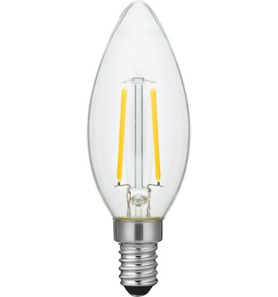 E14 2W dimbar LED-kronlampa - Filament, C35, 2200K, klart glas