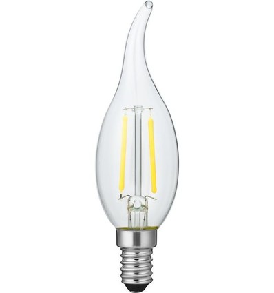 E14 1,5W dimbar LED-kronlampa med spets - C35, 140lm, 2200K, klart glas, filament