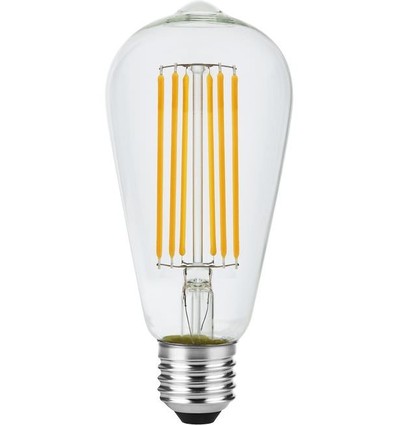 E27 5,5W dimbar LED-filamentlampa - ST64 Rustika, 460lm, 2200K, klart glas