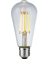 E27 8W dimbar LED Rustika-lampa - ST64, filament, 2500K, klart glas, 650lm