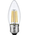 E27 4W dimbar LED-kronljuslampa - C35, filament, 2500K, klart glas