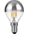 E14 4W dimbar LED-kronlampa med toppförsilvring - G45, filament, 2500K, silvertopp, 260lm