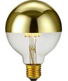 E27 6,5W dimbar LED-klotlampa - G95, toppförspeglad guld, filament, 2500K, 470lm