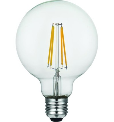 E27 8W dimbar LED-globelampa - G95, filament, 2500K, klart glas, 740lm