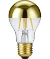 E27 4W dimbar LED-kronlampa - Toppförspeglad guld, A55, filament, 2500K