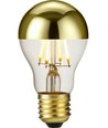 E27 4W dimbar LED-kronlampa - Toppförspeglad guld, A55, filament, 2500K