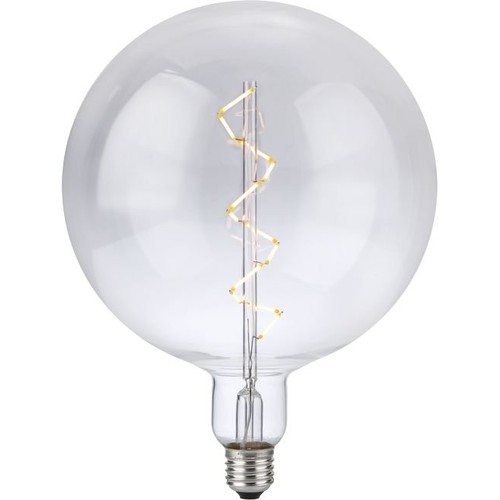 E27 6W XXL Globe LED-lampa - G200, spiralfilament, 580lm, dimbar, klart glas