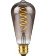 E27 4W dimbar LED-filamentlampa - ST64 Rustika, 2200K, rökfärgat glas, Flex filament