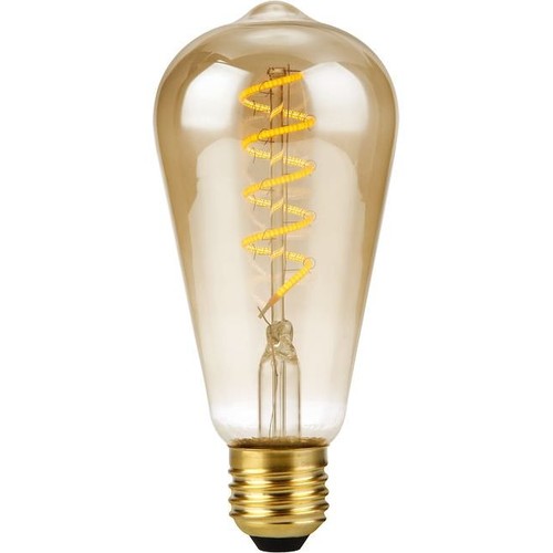 E27 4W dimbar LED-lampa - ST64 Rustik, Flex filament, 200lm, guldglas, 2000K