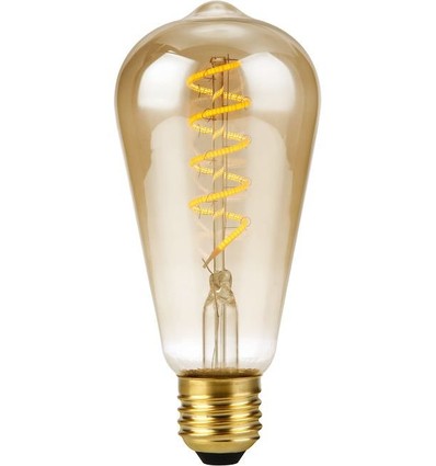 E27 4W dimbar LED-lampa - ST64 Rustik, Flex filament, 200lm, guldglas, 2000K