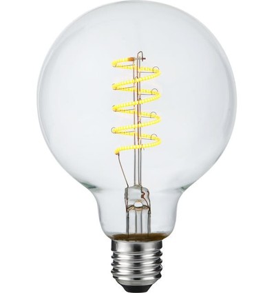 E27 4,5W dimbar LED-lampa - G95, Flex Filament, 2200K, klart glas