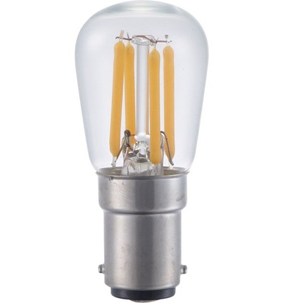 BA15d 3W dimbar LED-filamentlampa - 2500K, klar, 5,6cm, 210lm