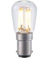 BA15d 3W dimbar LED-filamentlampa - 2500K, klar, 5,6cm, 210lm