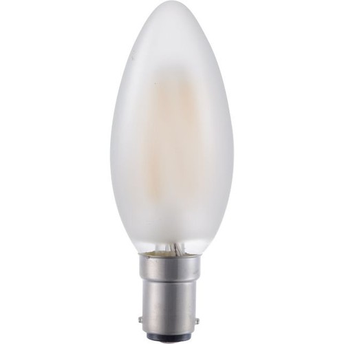 BA15d 4W LED kronljus filament - 320lm, 2500K, matt glas, dimbar
