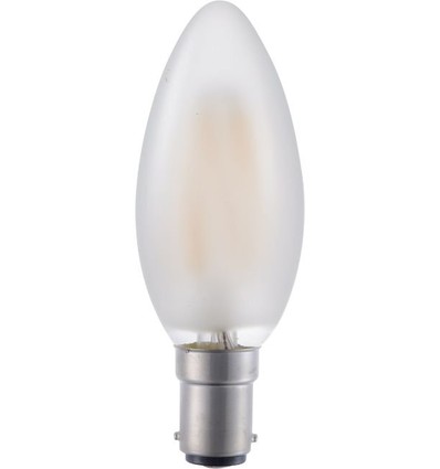 BA15d 4W LED kronljus filament - 320lm, 2500K, matt glas, dimbar