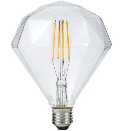 E27 5W dimbar LED-filamentlampa - Diamond, 2500K, klar, 450lm