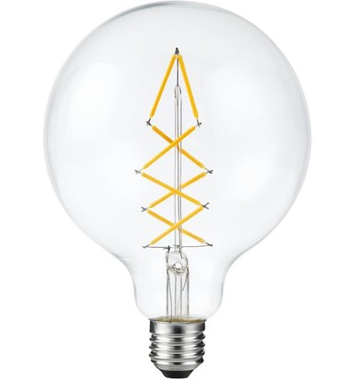 E27 6,5W dimbar LED-globelampa - G125, 500lm, 2200K, filament, klart glas