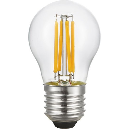 E27 4W filament klotlampa, 24V - G45, 310lm, 2500K, klart glas, AC/DC