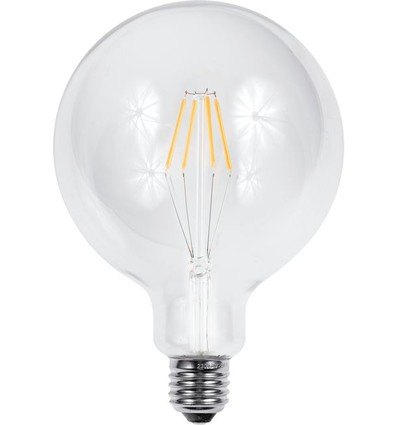 E27 4,5W dimbar LED-globelampa - G125, filament, 500lm, klart glas, 2700K